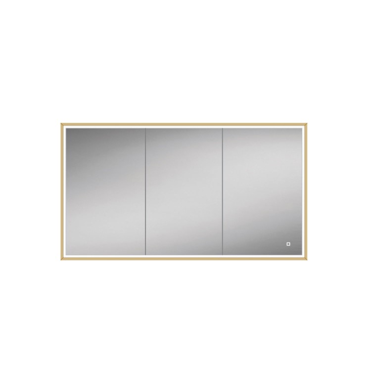 Recessed Brass Bathroom Mirror Cabinet with Lights - 1230 x 730mm- hib. Vanquish 120