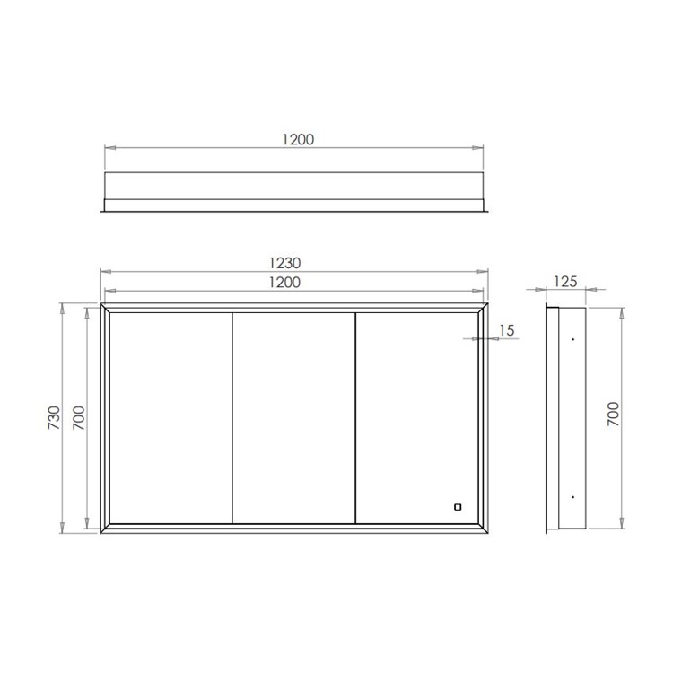 Recessed Brass Bathroom Mirror Cabinet with Lights - 1230 x 730mm- hib. Vanquish 120