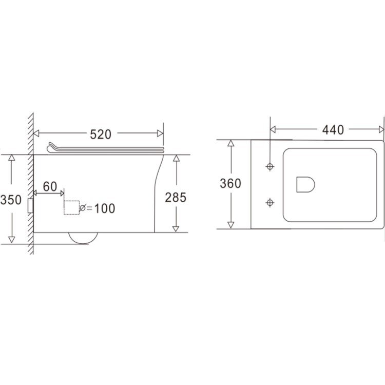 Wall Hung Toilet with Soft Close Seat Wall Hanging Frame Cistern and Black Flush Plate - Santiago