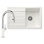 Blanco White Legra 45S Reversible Composite Kitchen Sink & Carena Pull Out Kitchen Mixer Tap