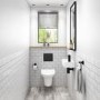 Wall Hung Rimless Toilet with Soft Close Slim Seat Frame Cistern and Black Flush - Valencia