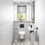 Wall Hung Rimless Toilet with Soft Close Slim Seat Frame Cistern and Black Flush - Valencia