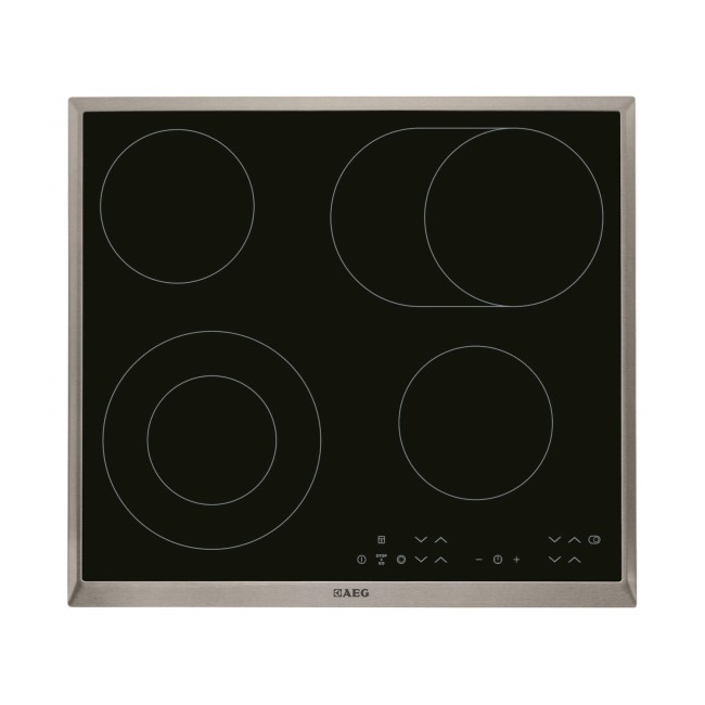 GRADE A1 - AEG HK634060XB OptiFit 58cm Touch Control Ceramic Hob With Stainless Steel Trim