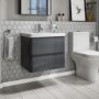 600mm Dark Grey Wall Hung Vanity Unit with Basin - Portland