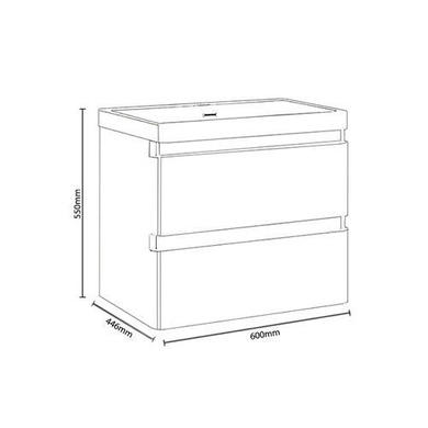 600mm Dark Grey Wall Hung Vanity Unit with Basin - Portland