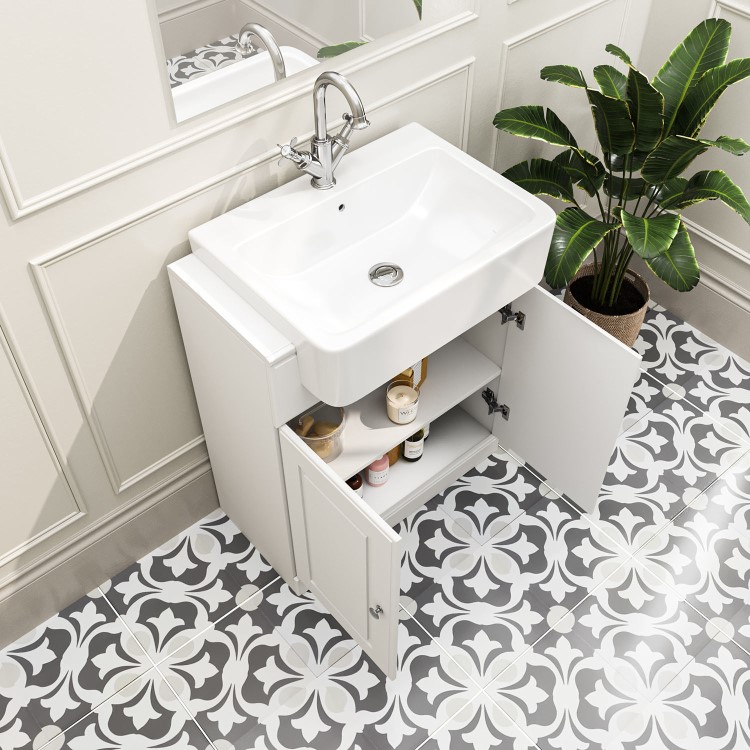 670mm White Freestanding Vanity Unit with Basin - Westbury