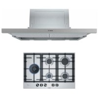 Refurbished Bosch PCS7A5B90 5 Burner Gas Hob with DFS097A51B 90cm Canopy Hood