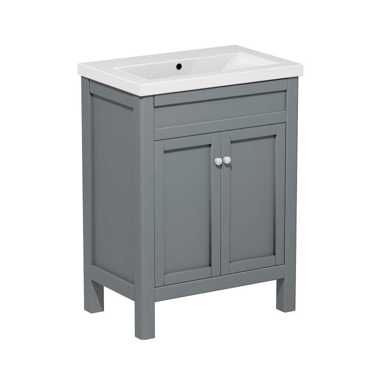 600mm Grey Freestanding Vanity Unit with Sink - Avebury