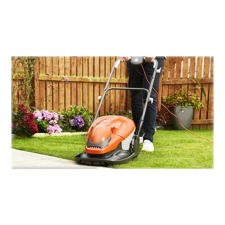 Flymo Easi Glide 330 33cm Hover Corded Electric Lawnmower and Flymo Contour 650E 30cm Corded Grass Strimmer Set