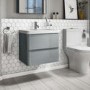 GRADE A2 - 600mm Light Grey Wall Hung Vanity Unit with Basin - Portland