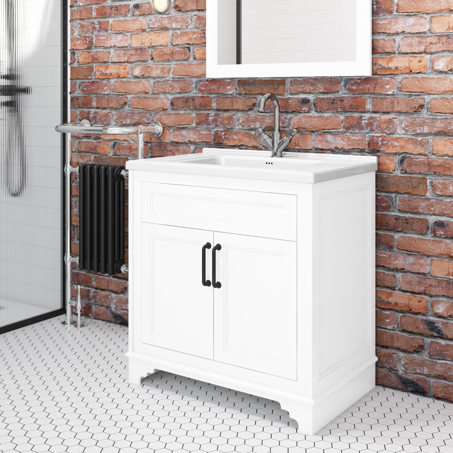 800mm White Freestanding Vanity Unit with Basin - Camden