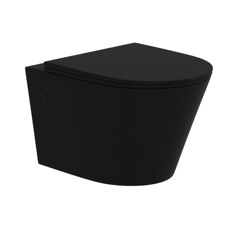 Matt Black Wall Hung Rimless Short Projection Toilet with Soft Close Seat – Verona