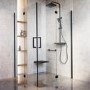 1200 x 1200mm Black Foldable Accessible Shower Enclosure with Black Grab Rails –  Mobility-Friendly Design