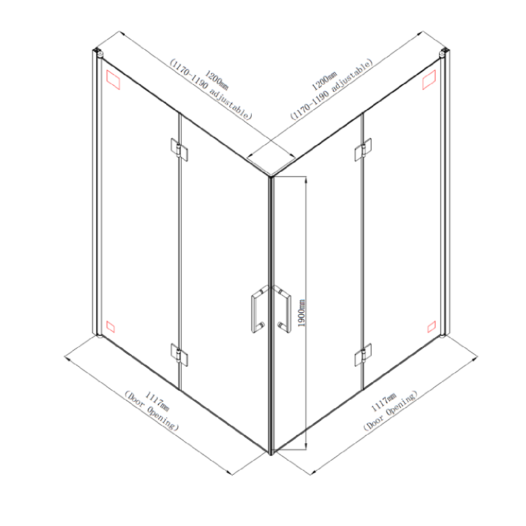 1200 x 1200mm Foldable Accessible Shower Enclosure – Chrome Easy-Clean Safety Glass Mobility-Friendly Design 