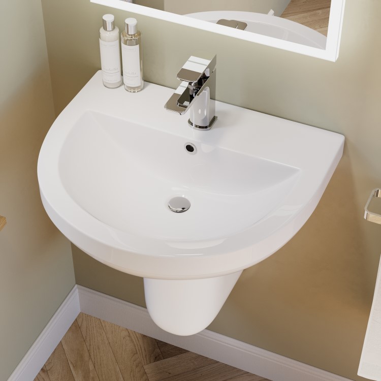 Modern Semi Pedestal Basin 550mm - Addison
