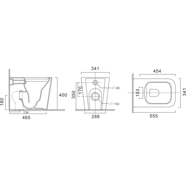 Back to Wall Rimless Toilet with Soft Close Seat - Albi