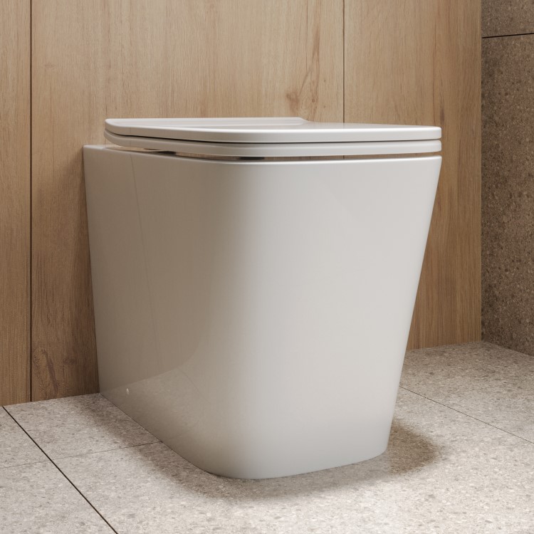 Albi Back to Wall Rimless Toilet with Soft Close Seat & Concealed Cistern With Chrome Push Button