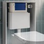 Albi Back to Wall Rimless Toilet with Soft Close Seat & Concealed Cistern With Chrome Push Button