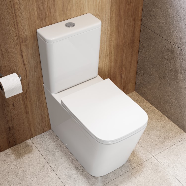 Close Coupled Rimless Closed Back Toilet with Soft Close Seat - Albi