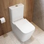 Close Coupled Rimless Closed Back Toilet with Soft Close Seat & Brushed Brass Push Button - Albi