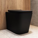 BUN/ALBIMBB2W/97751 Matt Black Back to Wall Rimless Toilet with Soft Close Seat - Albi