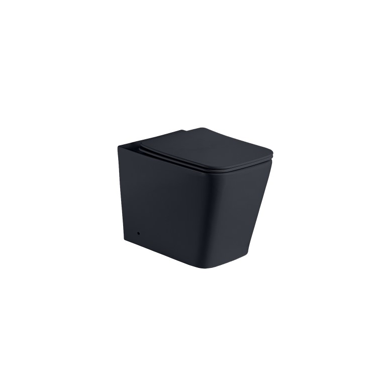 Matt Black Back to Wall Rimless Toilet with Soft Close Seat - Albi