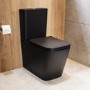 Matt Black Close Coupled Rimless Toilet with Soft Close Seat & Chrome Push Button