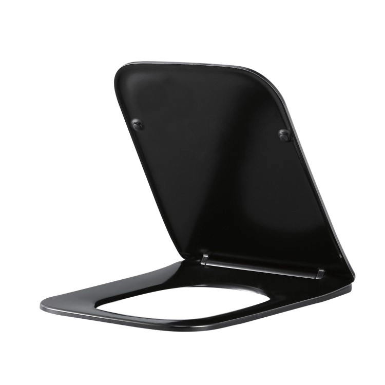 Matt Black Wall Hung Toilet with Soft Close Seat, Black Glass Sensor Flush Plate, 820mm Frame & Cistern - Albi