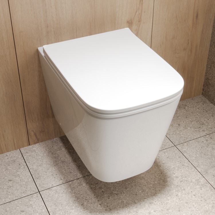 Wall Hung Toilet with Soft Close Seat, Mechanical Brushed Brass Flush Plate, 1168mm Frame & Cistern - Albi