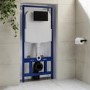 Wall Hung Smart Bidet Japanese Toilet & 1160mm Frame Cistern and Black Flush Plate - Purificare