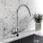 1.5 Bowl White Inset Composite Kitchen Sink and Reversible Drainer with Chrome Dual Lever kitchen Tap Set - Enza