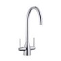 Single Bowl White Inset Composite Kitchen Utility Sink and Reversible Drainer with Chrome Dual Lever Kitchen Tap Set - Enza