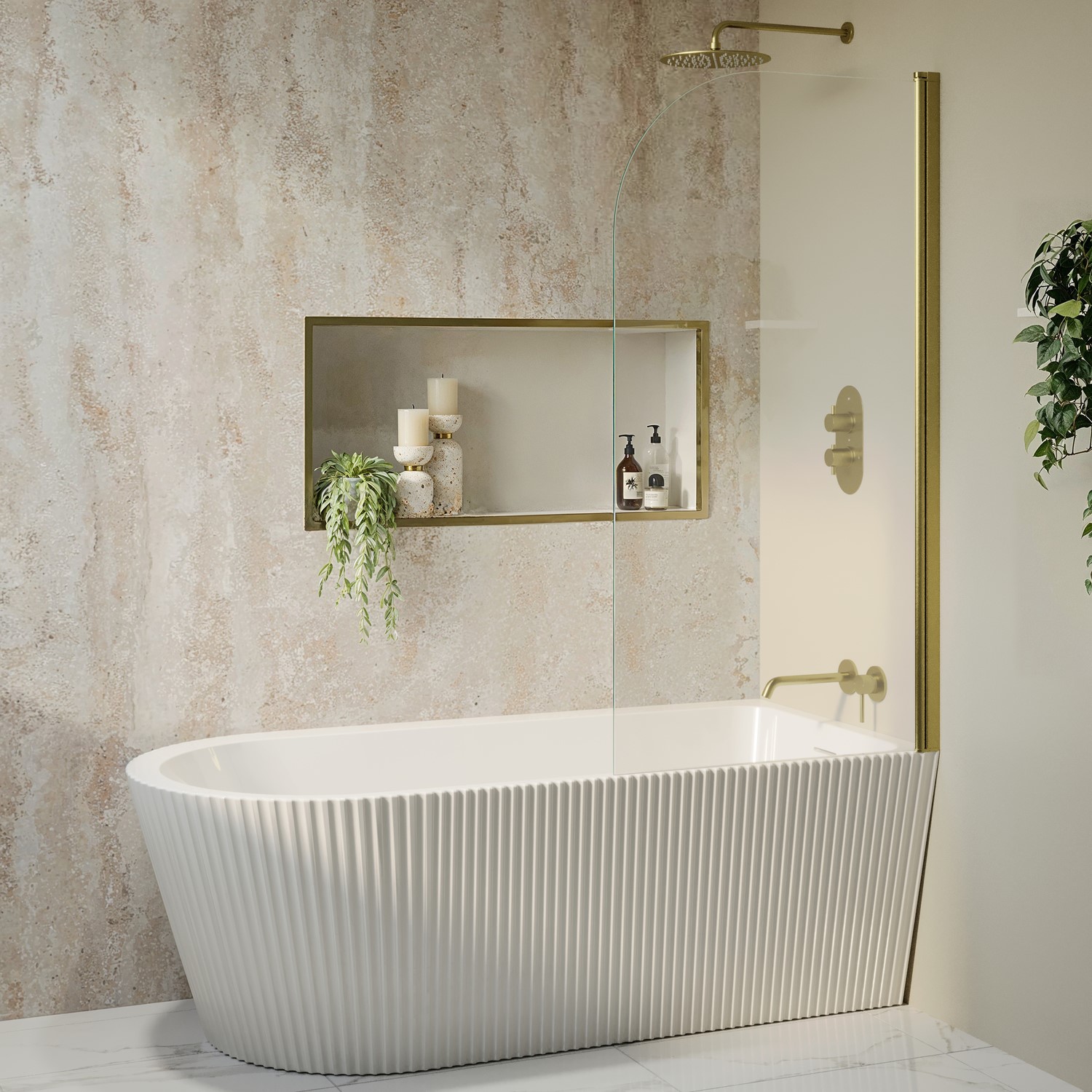 Amaro Freestanding Single Ended Left Hand Fluted Corner Bath 1650 X 800Mm DM623F-1650LH - Image 7