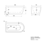 Freestanding Shower Bath Single Ended Left Hand Corner with Brass Bath Screen 1500 x 800mm - Amaro