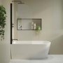 Freestanding Shower Bath Single Ended Left Hand Corner with Black Bath Screen 1650 x 800mm - Amaro
