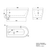 Freestanding Shower Bath Single Ended Left Hand Corner with Brass Bath Screen 1650 x 800mm - Amaro