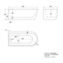 Freestanding Shower Bath Single Ended Left Hand Corner with Black Bath Screen 1650 x 800mm - Amaro