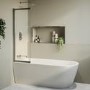 Freestanding Single Ended Left Hand Corner Shower Bath with Chrome Sliding Bath Screen 1650 x 800mm - Amaro