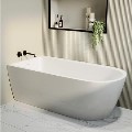 Freestanding Single Ended Left Hand Corner Shower Bath with Chrome Sliding Bath Screen 1650 x 800mm - Amaro