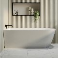 Freestanding Single Ended Left Hand Corner Shower Bath with Chrome Sliding Bath Screen 1650 x 800mm - Amaro