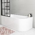 Black Grid Left Hand Shower Bath Screen 1500 x 800mm - Nova