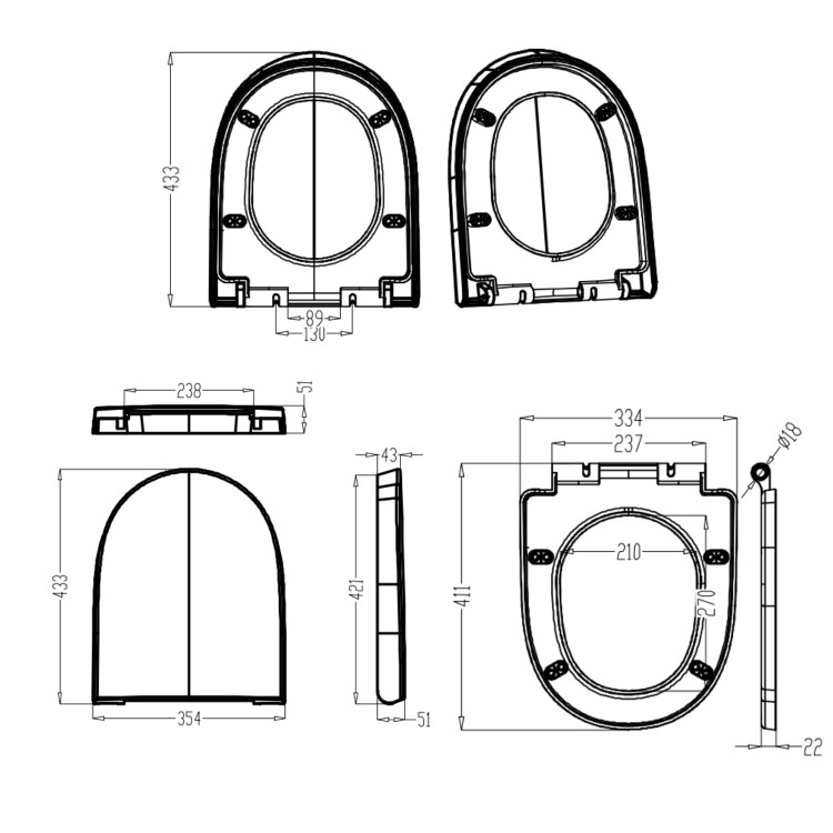Brass Freestanding Left Hand Shower Bath Suite with Toilet and Basin - Amaro