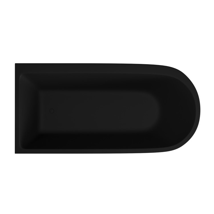 Matt Black Freestanding Shower Bath Single Ended Left Hand Corner with Black Bath Screen 1650 x 800mm - Amaro