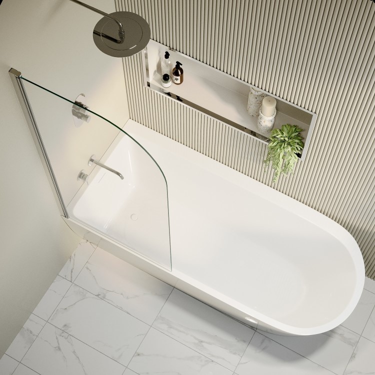 Freestanding Shower Bath Single Ended Left Hand Corner with Chrome Bath Screen 1800 x 800mm - Amaro