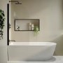 Freestanding Shower Bath Single Ended Left Hand Corner with Black Bath Screen 1800 x 800mm - Amaro