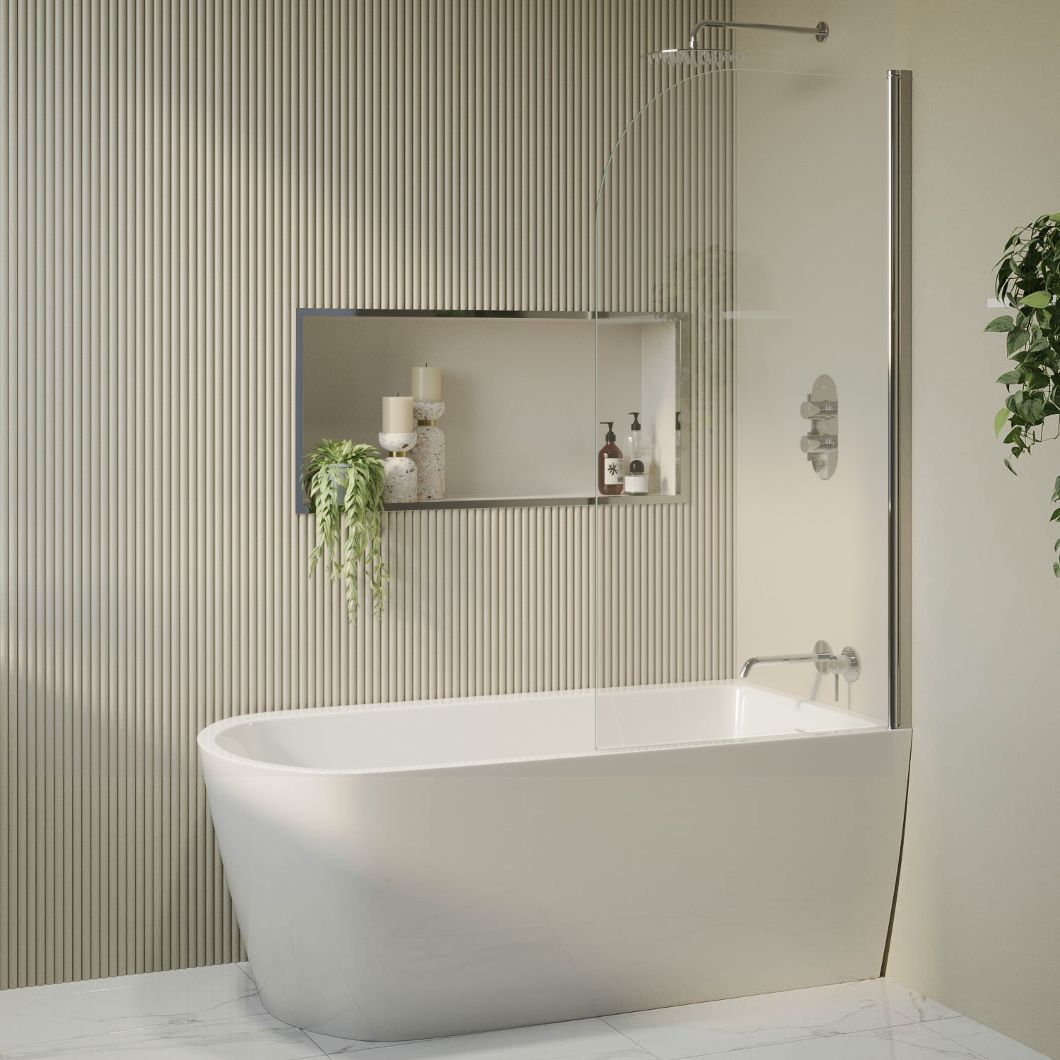 Freestanding Shower Bath Single Ended Right Hand Corner With Chrome freestanding-shower-bath-single-ended-right-hand-corner-with-chrome