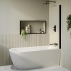 Freestanding Shower Bath Single Ended Right Hand Corner with Black Bath Screen 1650 x 800mm - Amaro