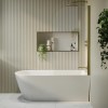Freestanding Shower Bath Single Ended Right Hand Corner with Brass Bath Screen 1650 x 800mm - Amaro