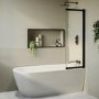 Freestanding Single Ended Right Hand Corner Shower Bath with Black Sliding Bath Screen 1650 x 800mm - Amaro