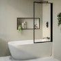 Freestanding Single Ended Right Hand Corner Shower Bath with Black Bath Screen 1650 x 800mm - Amaro